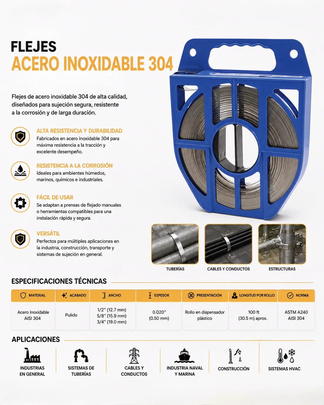 Datasheet — Stainless Steel 304 Banding (BAI)