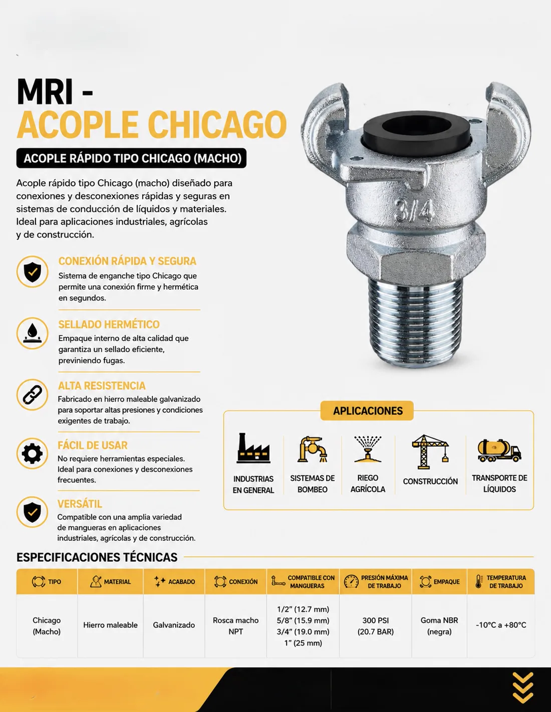 Ficha técnica — Acople Chicago Macho (MRI)