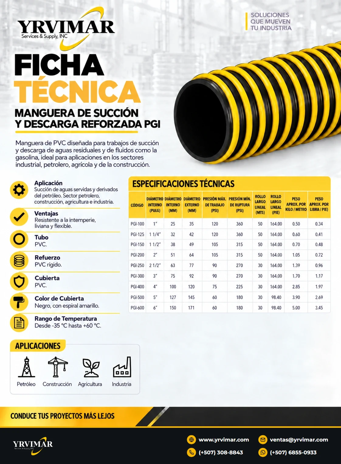 Datasheet — Reinforced Suction & Discharge Hose (PGI)